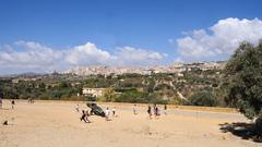 Agrigento cityscape with historical buildings and Mediterranean vegetation