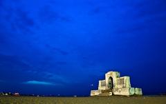 Blue hour shot of Karl Schmidt's Memorial at Besant Nagar Beach in Chennai, INDIA