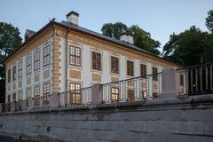 Sunset on Fontanka River with Summer Palace of Peter the Great in Saint Petersburg, Russia