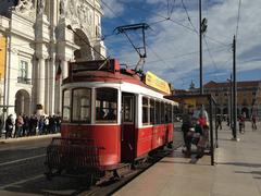 Iconic yellow tram in Lisbon