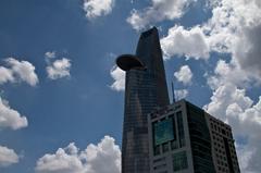 Bitexco Financial Tower at night with lights on