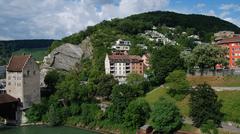 Scenic view of Baden with historic buildings and green hills