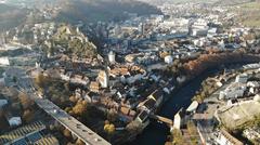 View of the old town and industrial district of Baden, Switzerland