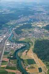 Aerial view of Limmattal on a sunny day