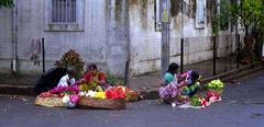 flower sellers in Pondicherry, India