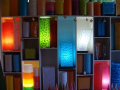 Colorful lampshades displayed at Visitor's center in Pondicherry, India