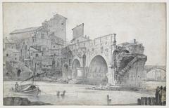 view of the Ponte Rotto bridge in Rome from the east