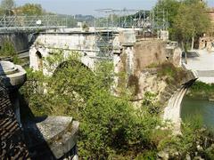 Ponte Rotto in Rome with Aventine Hill and Trastevere in the background