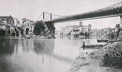 Ponte Rotto with metal walkway in Rome, circa 1875