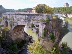 Ancient Bridge over Tiber River in Rome