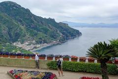 Ravello Villa Rufolo gardens with coastal view