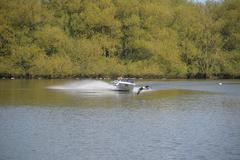 Speedboat on the water at Kingsbury Water Park