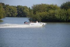 Speedboat on the water at Kingsbury Water Park