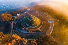 Kościuszko Mound in Kraków, Poland, aerial view