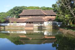 Rear view of Krishnapuram Palace with pond