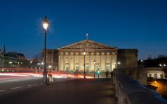 Palais Bourbon in Paris at blue hour