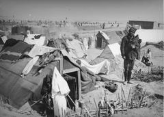 makeshift shelters in the Argelès-sur-Mer concentration camp