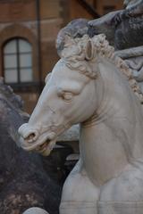 Fountain of Neptune in Florence, Italy with marble and bronze sculptures