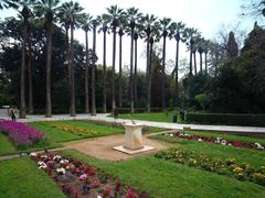 Athens National Gardens pathway with people walking and greenery