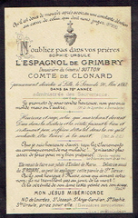 Death announcement of Sophie Ursule Lespagnol de Grimbry