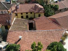 overhead view of various tile roofs