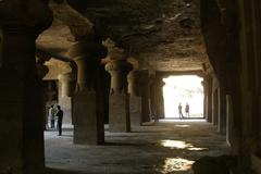 Elephanta Caves cut from solid basalt rock