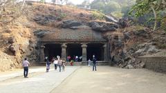 Front view of Elephanta Caves