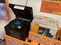 Vintage record player exhibit at Eel Pie Island Museum