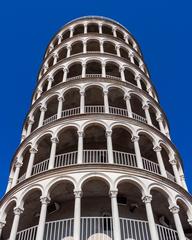 Leaning Tower of Niles in Illinois with a clear blue sky