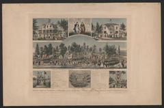 Seventh General Singer Festival in Philadelphia 1857 hand-colored etching