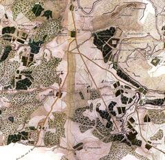 topographic map of Moscow's surroundings from 1818 featuring Kolomenskoe, Chertanovo, Biryulyovo, and Tsaritsyno