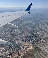 Aerial view of Kraków Old Town from Flydubai, 2023