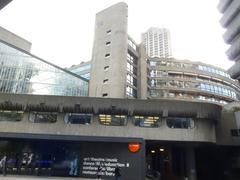 Barbican Centre main entrance view from Silk Street, July 2014