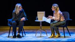 Annie Leibovitz giving a speech at the Barbican