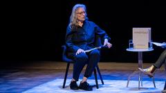 Annie Leibovitz speaking at the Barbican Centre in London