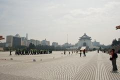 Taipei First Girls High School marching band practicing at Liberty Square