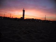 Lighthouse in Marina Beach during evening