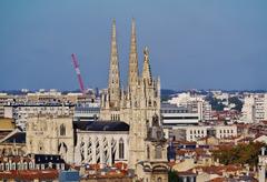 View from the Spire of St. Michael to the Cathedral of St. Andrew in Bordeaux, France