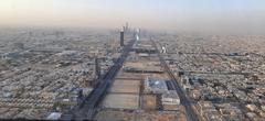 Kingdom Tower in Riyadh with a clear blue sky