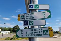 Cycling directions signpost in Molsheim, France