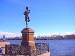 Monument to navigator I.F. Krusenstern in St. Petersburg, Russia