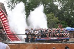 A floorless roller coaster train on SheiKra