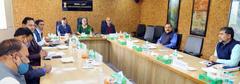 Chairperson of Delimitation Commission, Retd. Justice Ranjana Prakash Desai, Minister Jitendra Singh, and dignitaries at a meeting on Jammu and Kashmir delimitation process