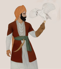 Dogra Rajput holding a white hawk