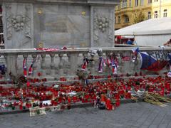 Memorial site for Czech ice hockey players Karel Rachůnek, Jan Marek, and Josef Vašíček in Brno