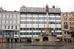 Marian column and Moravian bank building in Náměstí Svobody, Brno