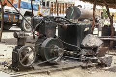 Generator next to street near Jaipur, Rajasthan