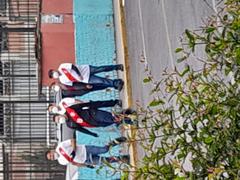 Soccer fans walking to a match