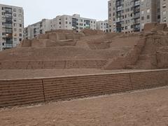 Huaca Huantinamarca interior view with symmetric paths and truncated pyramid floors