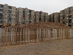 Exterior view of Huaca Huantinamarca from Southeast corner